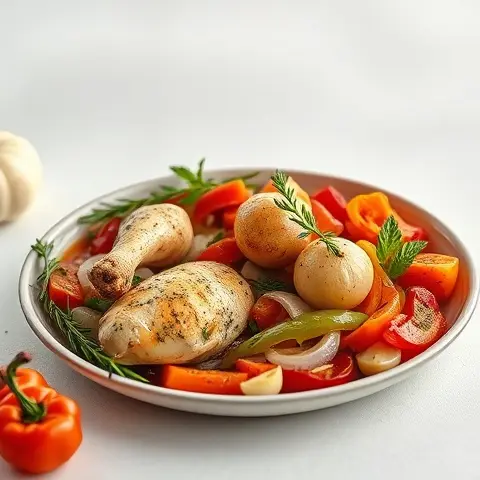 Paprika-Free Herb Roasted Chicken with Peppers and Onions