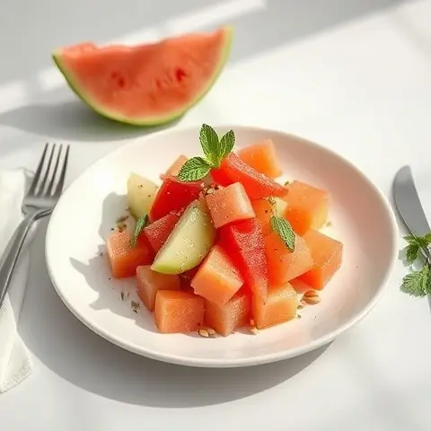 Refreshing Melon and Sunflower Seed Salad with Mint