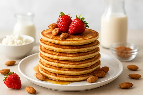 Almond-Cottage Protein Pancake Stack