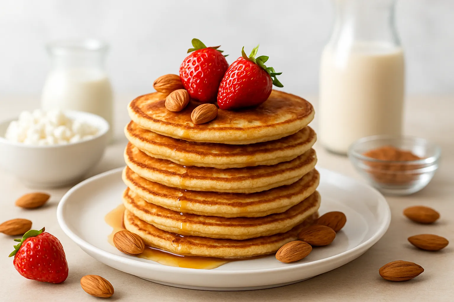 Almond-Cottage Protein Pancake Stack
