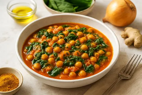 Spiced Chickpea & Spinach Stew with Ginger