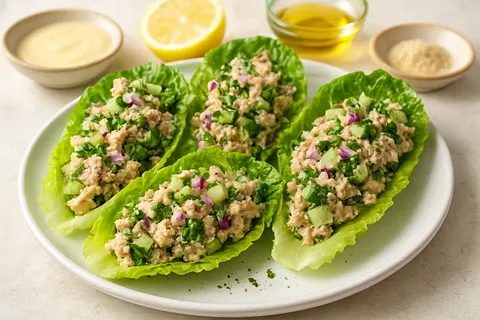 Lemon-Tahini Tuna Salad Lettuce Boats