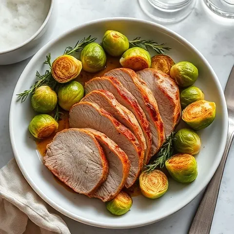 Thyme-Rosemary Turkey Tenderloin with Brussels Sprouts