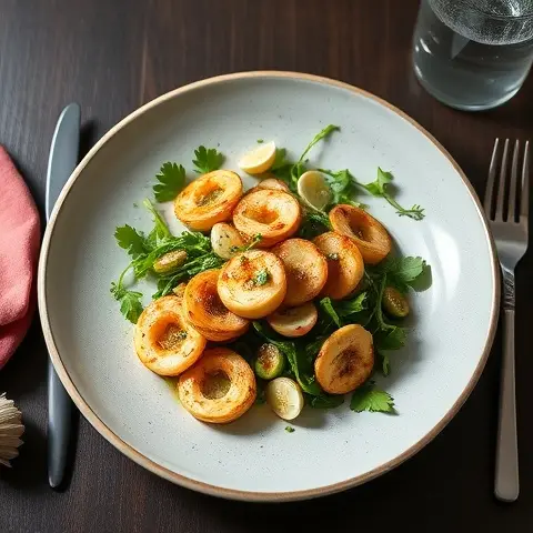 Seared Calamari with Rocket, Lemon, and Garlic Olive Oil
