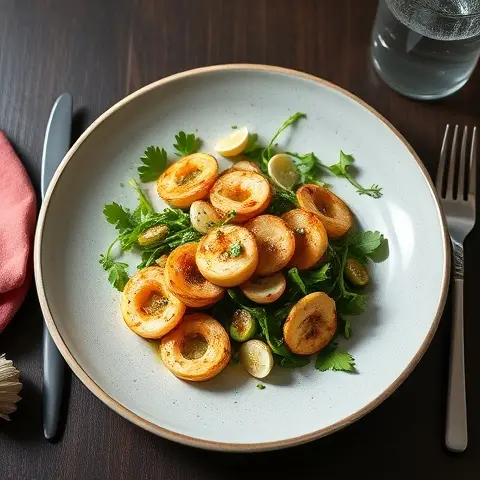 Seared Calamari with Rocket, Lemon, and Garlic Olive Oil