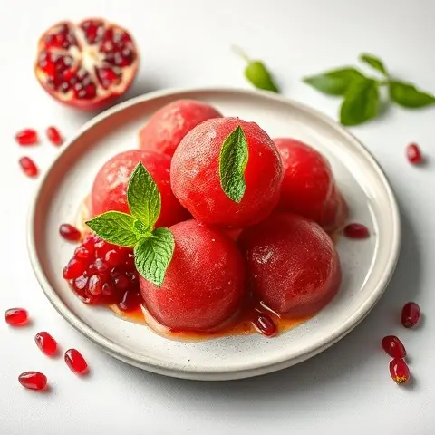 Refreshing Pomegranate Sorbet with Lime and Mint