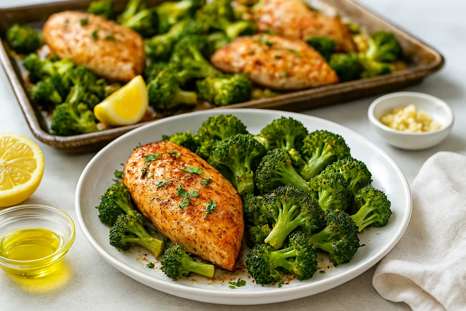 Lemon Garlic Broccoli and Chicken Sheet Pan