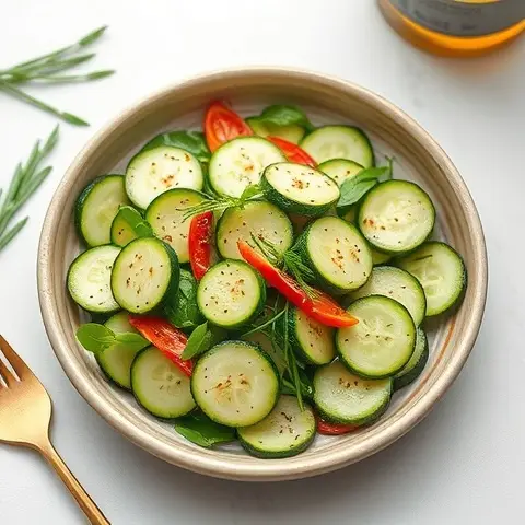 Refreshing Zucchini, Cucumber, and Chive Salad with Olive Oil