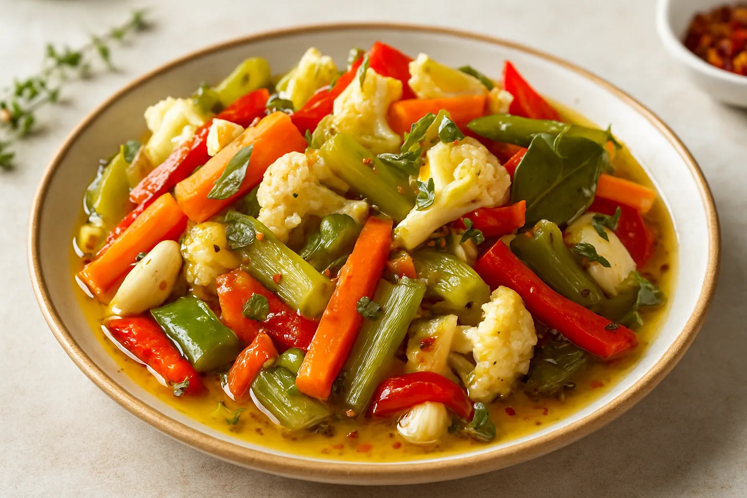 Vibrant Italian Giardiniera: Oil-Packed Vegetable Pickles