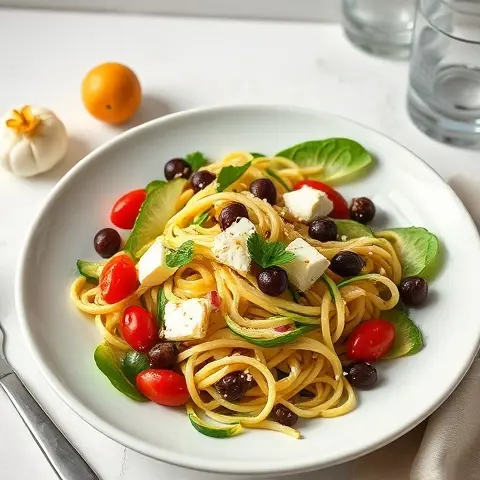 Greek Zoodle Salad with Kalamata & Feta