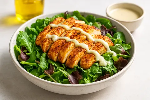 Crispy Chicken Shawarma Salad Bowl with Tahini-Lemon Dressing