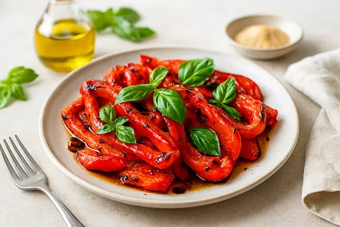 Roasted Bell Peppers with Basil