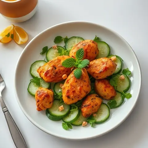 Tandoori-Style Baked Chicken with Cucumber Mint Salad
