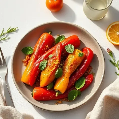 Harissa-Roasted Bell Peppers with Lemon Zest