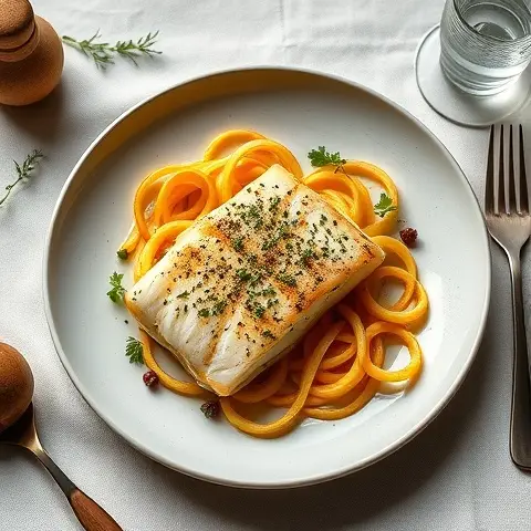 Clove-Infused Baked Sea Bream with Warm Parsnip Ribbons