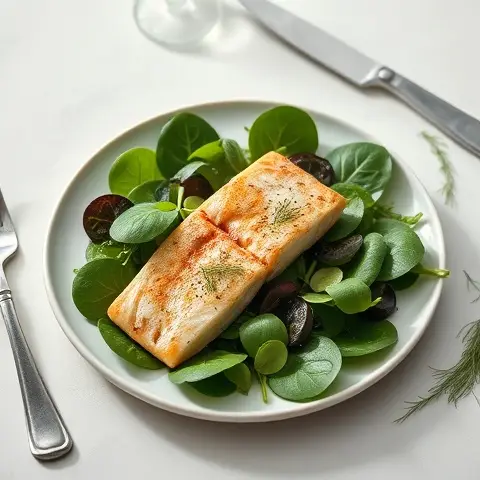 Baked Trout & Spinach Salad with Dill