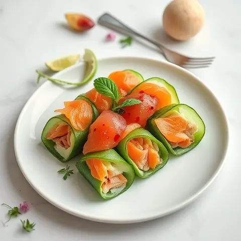 Cucumber Rolls with Smoked Salmon-Style Tuna