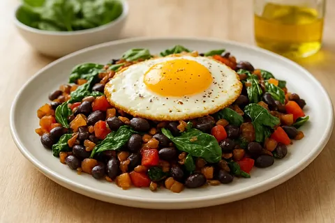 Spiced Fenugreek Egg & Black Bean Breakfast Hash