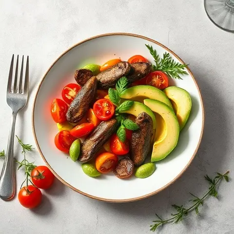 Sardine and Avocado Breakfast Bowl with Tomatoes