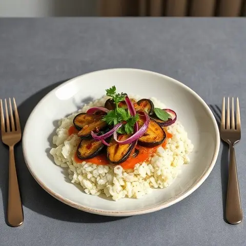 Coconut-Curry Eggplant with Cauliflower Rice