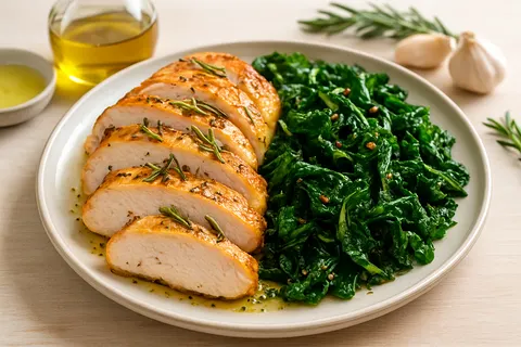 Rosemary-Garlic Turkey Breast with Sautéed Greens
