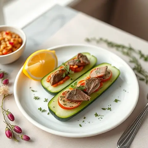 Sardine Cucumber Boats with Lemon