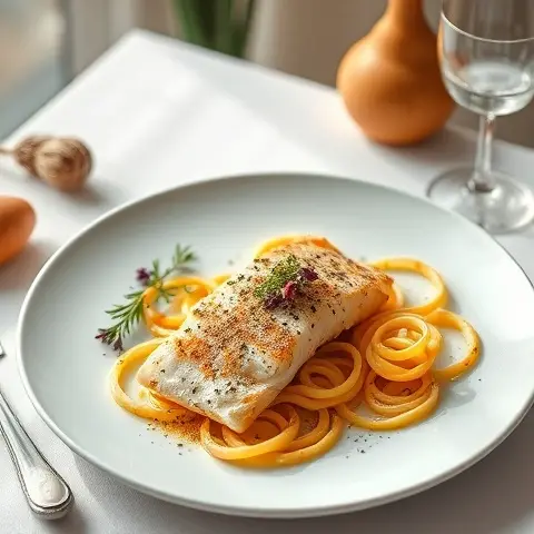 Clove-Infused Baked Sea Bream with Warm Parsnip Ribbons