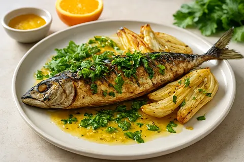 Coriander‑Citrus Grilled Mackerel with Roast Fennel