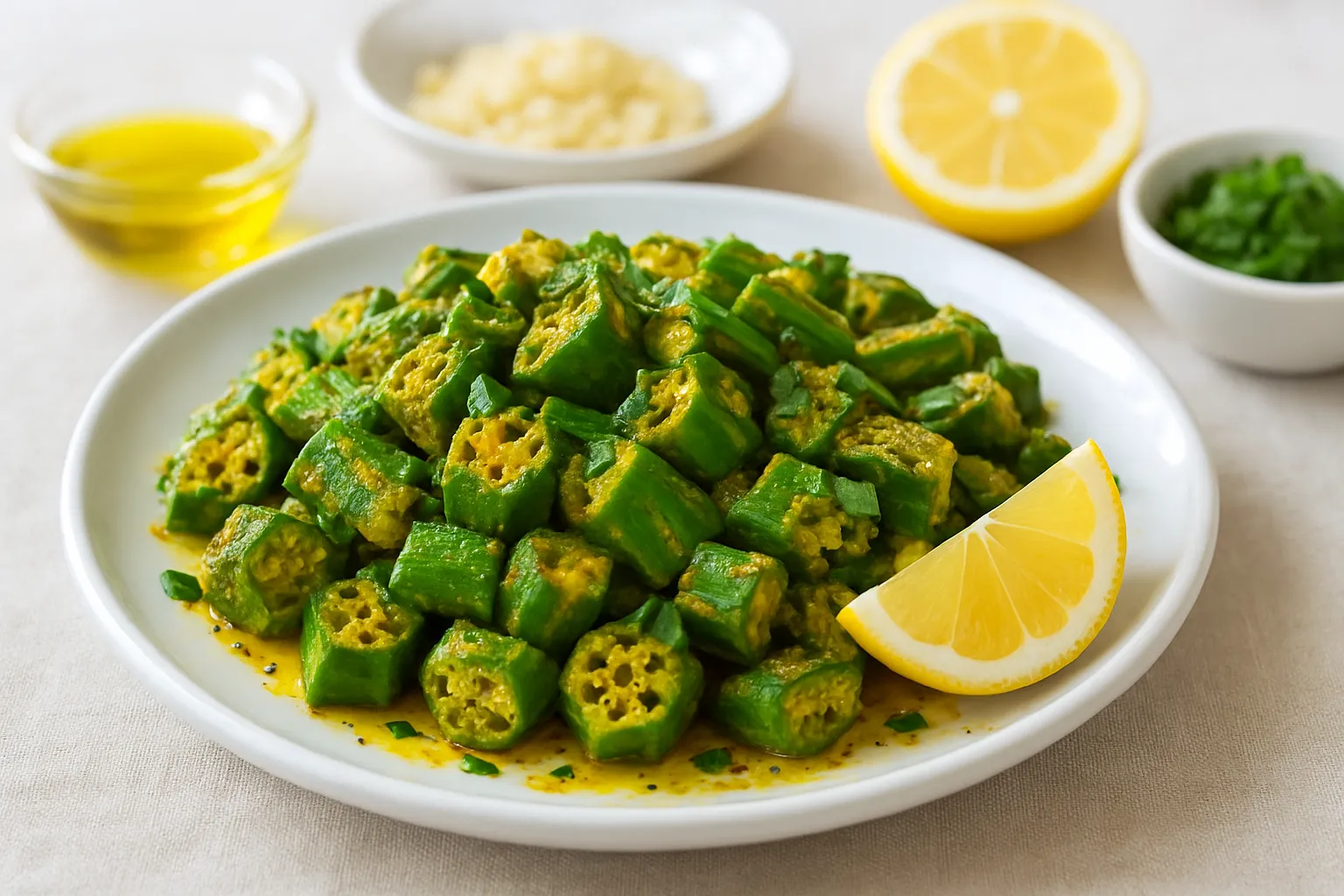Lemon-Garlic Okra Sauté