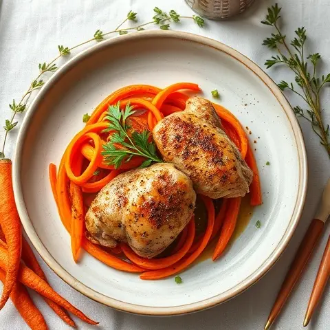 Sumac-Roasted Chicken Thighs with Roasted Carrot Ribbons