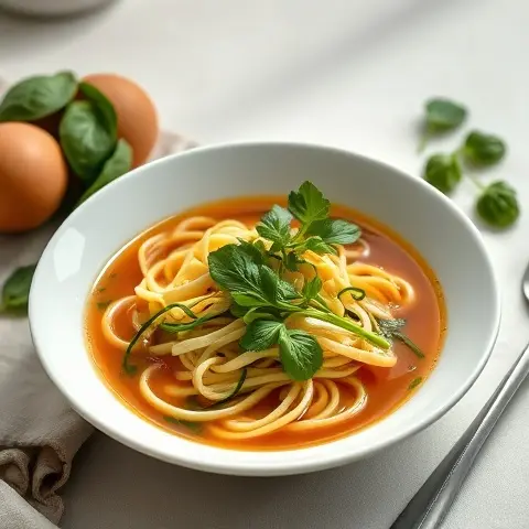 Collagen Egg Drop Zoodle Soup with Spinach