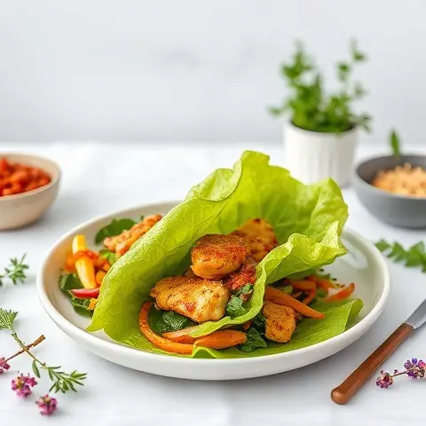 Harissa Chicken Lettuce Wraps