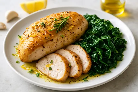 Lemon-Garlic Turkey Breast with Roasted Greens