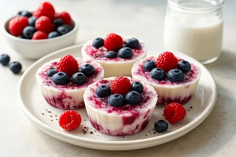 Frozen Coconut-Yogurt Cups with Berry Swirl