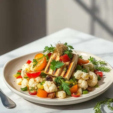 Cauliflower Tabbouleh with Grilled Halloumi