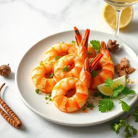 Coriander-Lime Grilled Prawns with Garlic Chili