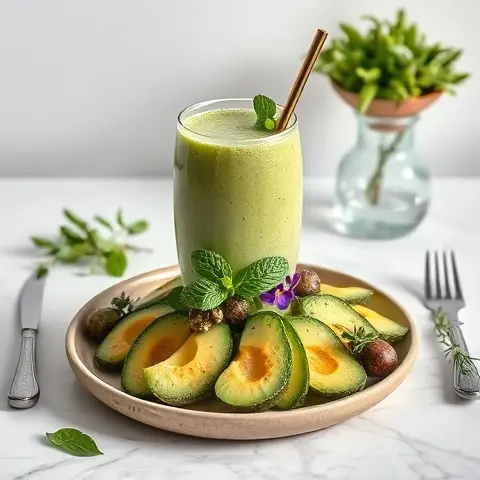 Collagen “Green Goddess” Smoothie with Avocado and Herbs