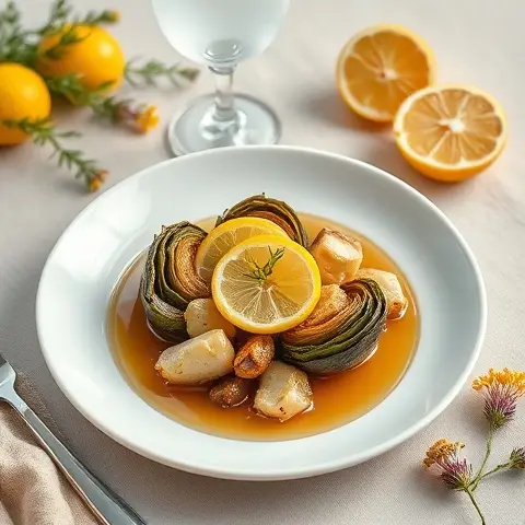 Nutritious Bone Broth Braised Artichokes with Lemon