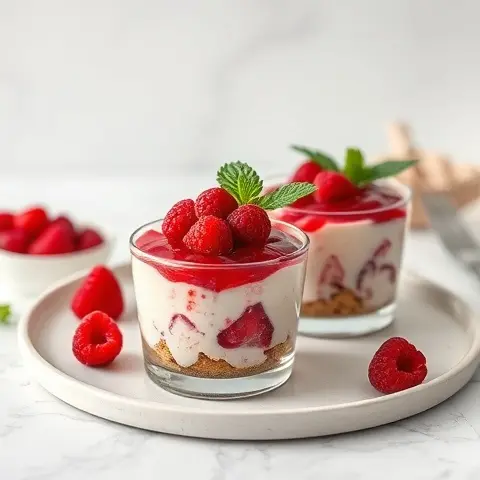 No-Bake Raspberry Collagen Cheesecake Cups