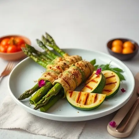 Grilled Asparagus Wrapped in Zucchini Strips