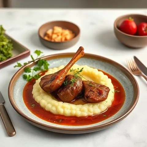 Clove & Star-Anise Braised Turkey Shanks with Cauliflower Purée
