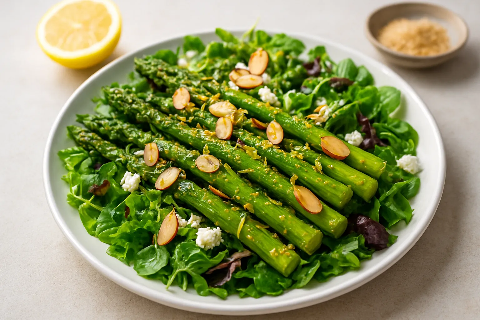 Roasted Asparagus, Almond & Lemon Salad