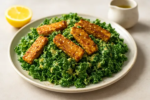 Nourishing Tempeh Caesar Salad with Kale