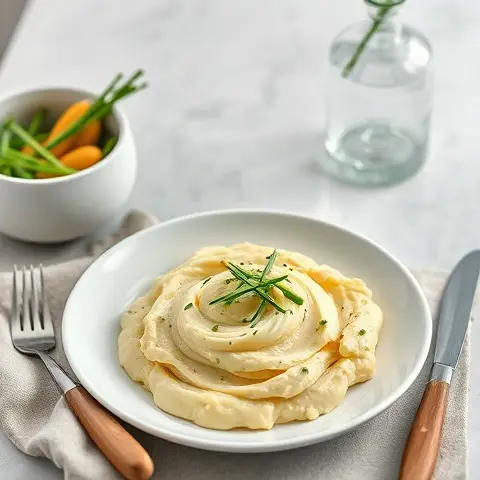 Creamy Cauliflower Mashed Potatoes with Olive Oil and Chives