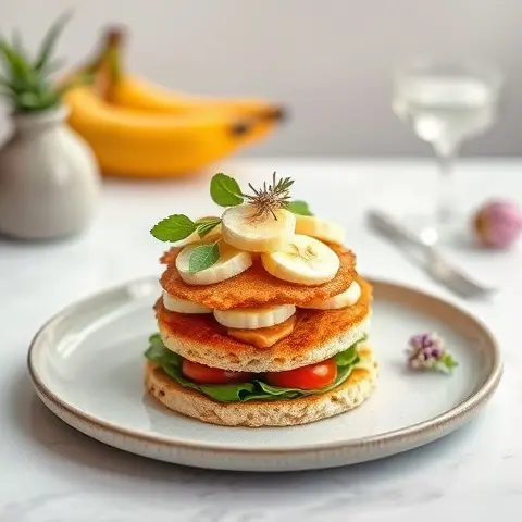 Nutritious Rice Cake Stack with Peanut Butter and Banana