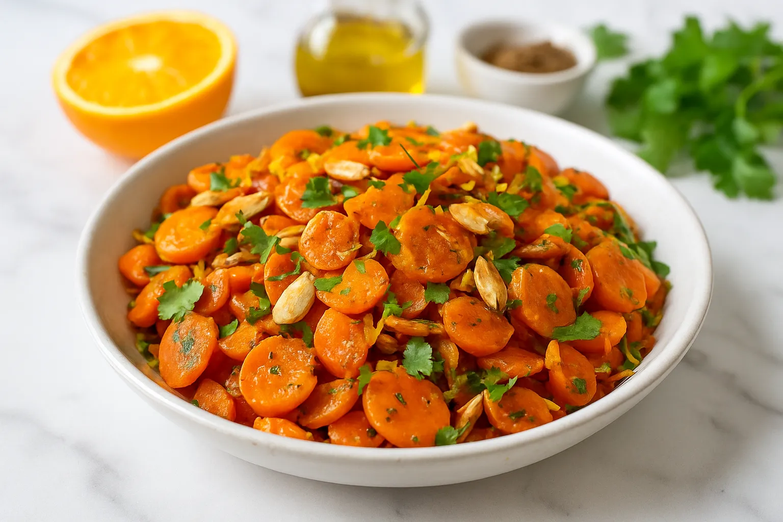 Moroccan-Spiced Carrot & Almond Salad with Orange Zest