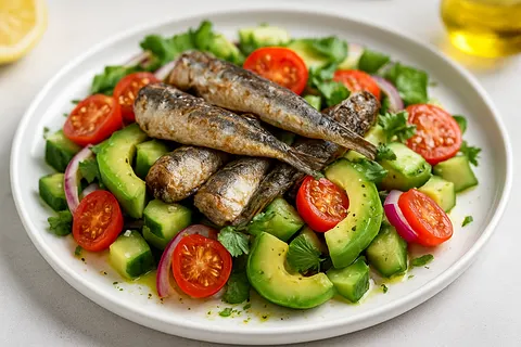 Sardine and Avocado Greek-Inspired Salad