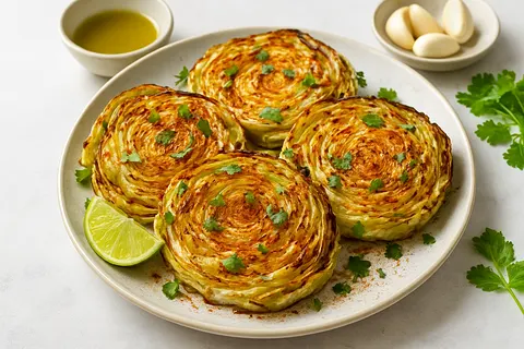 Garlic-Lime Roasted Cabbage Steaks