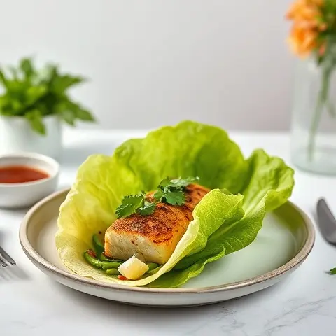 Cilantro-Lime Blackened Fish Tacos in Lettuce Shells