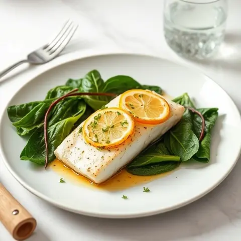 Lemon-Herb Baked Cod with Wilted Spinach